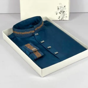 Premium Embroidered-Panjabi Blue